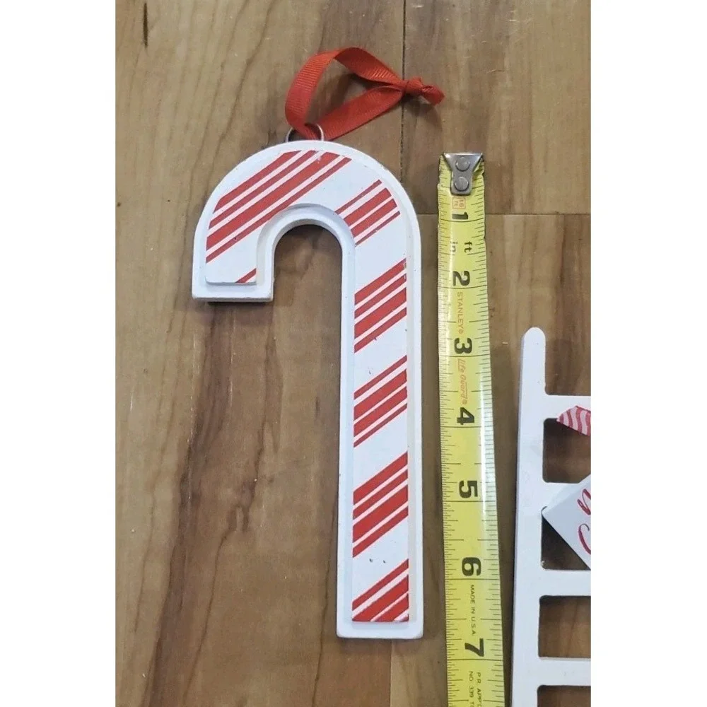 Candy Cane Cafe Wood Signs And Ornaments Lot Christmas Holiday Decor